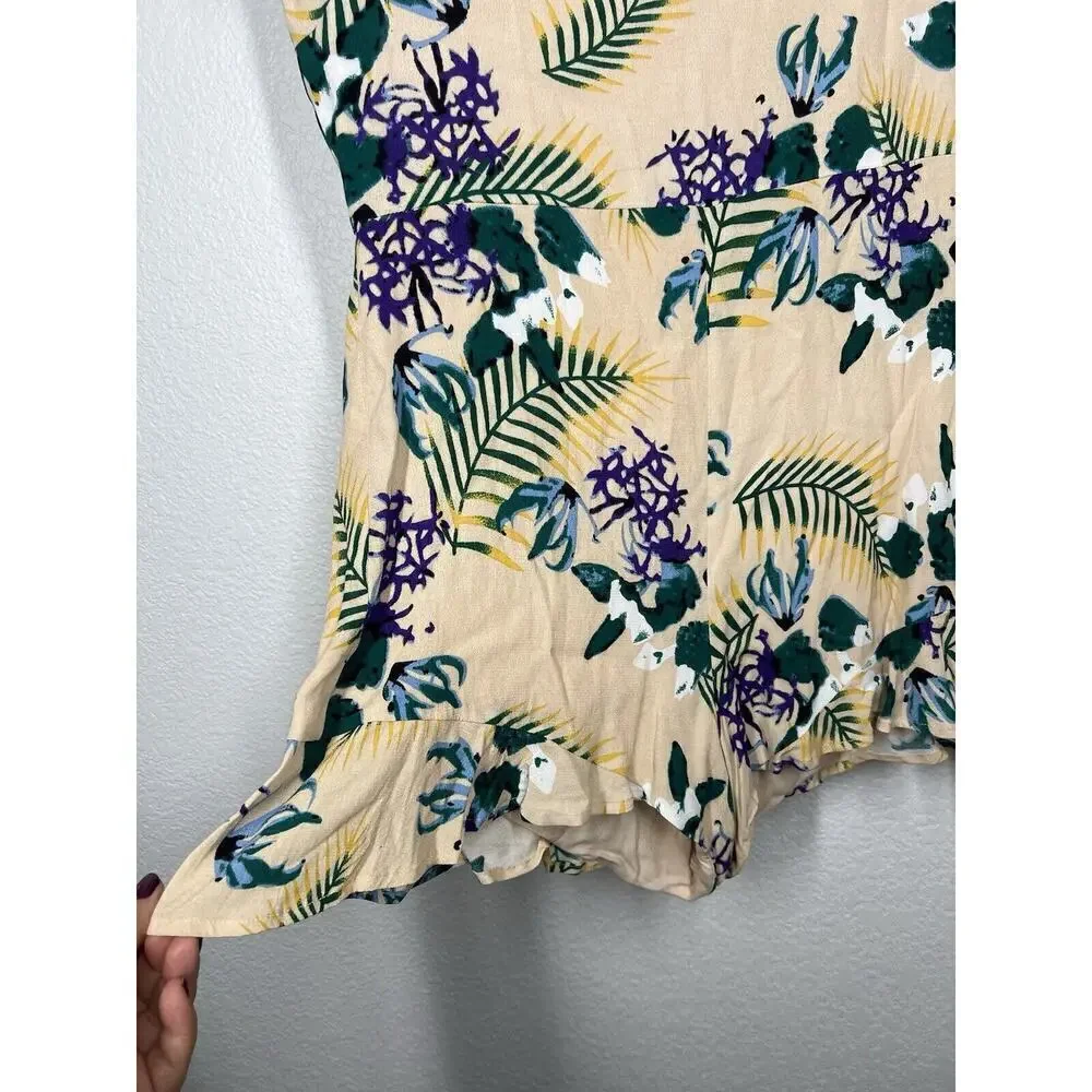 For Love & Lemons Tropical Floral Romper Playsuit Large Ruffled